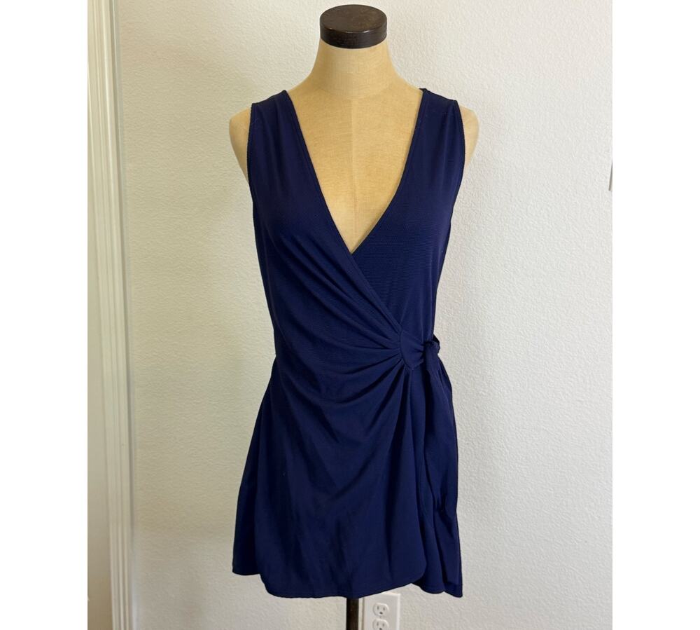 Tommy Bahama Casual Wrap Romper Dress Blue Navy Women XS